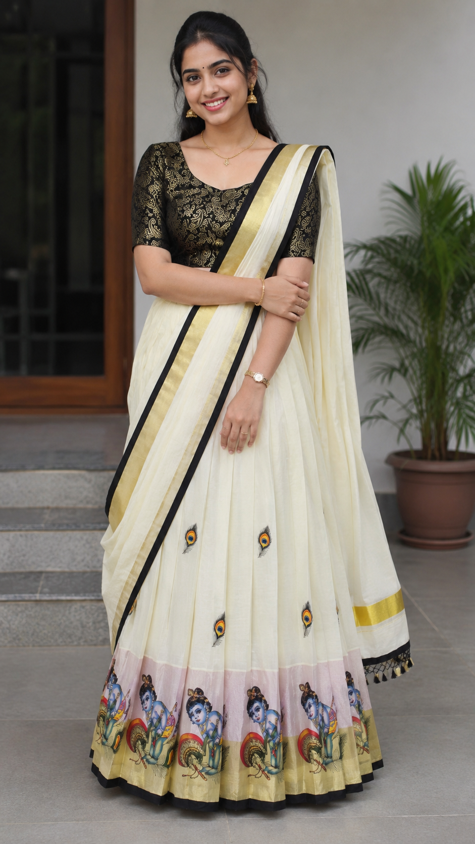 Beautiful Onam cotton dhavani set 💕
