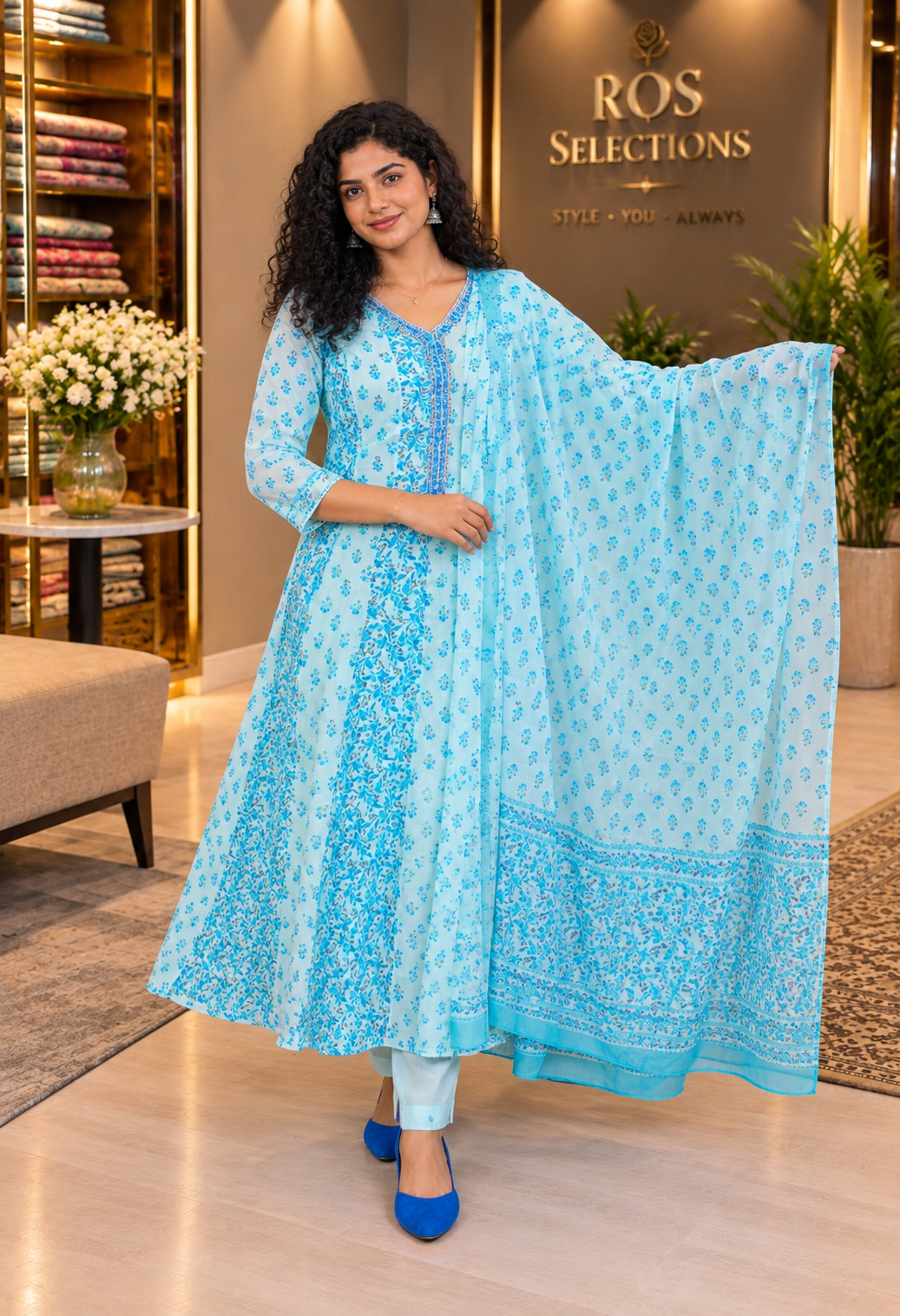 Mulmul cotton Anarkali set