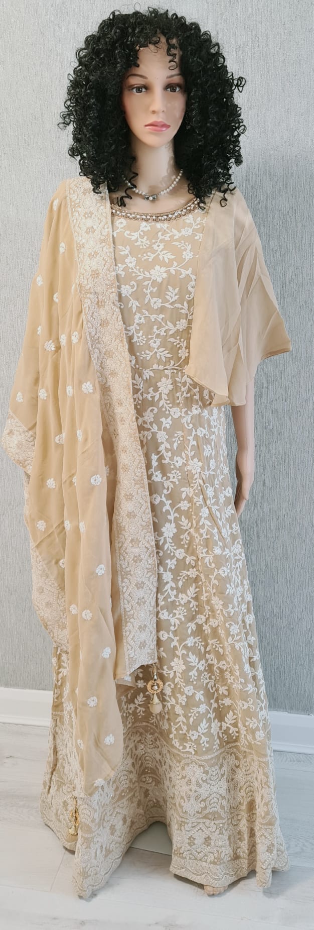Fully embroidered gown with dupatta
