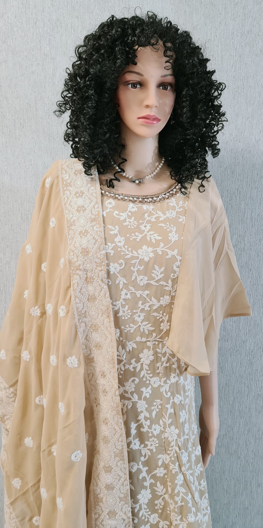 Fully embroidered gown with dupatta