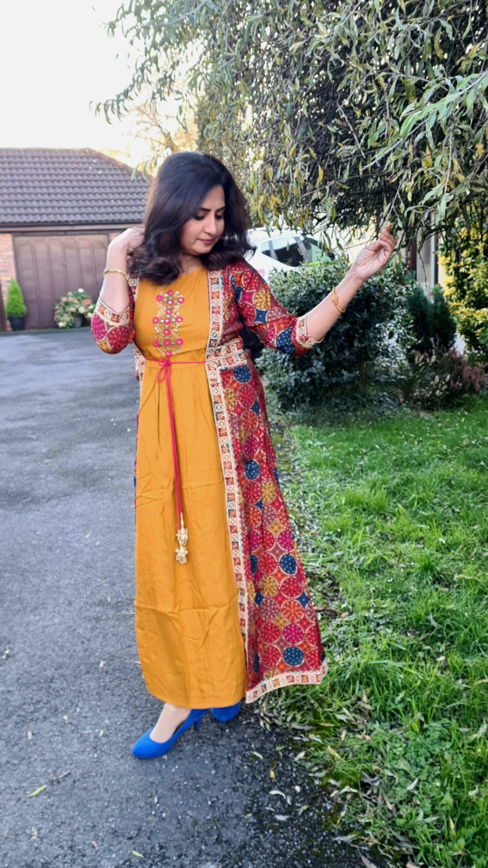 Gown with long jacket discount