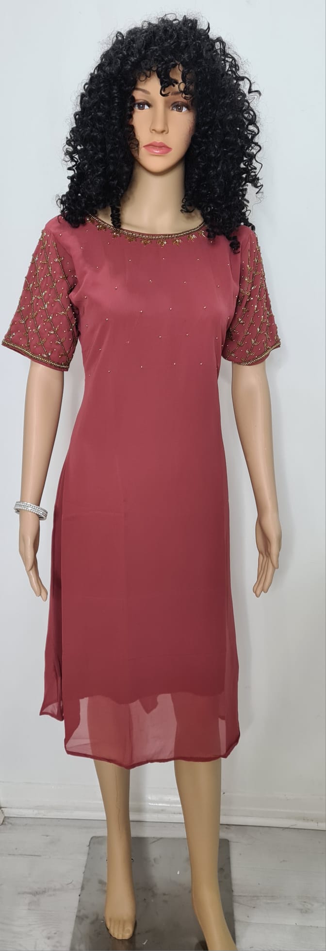 Georgette Aline beads worked kurti /top
