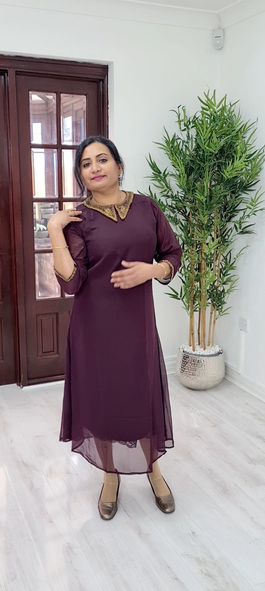 Georgette Aline beads worked kurti /top