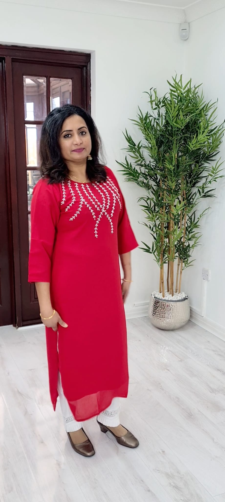 Georgette beads worked kurti /top wit slit