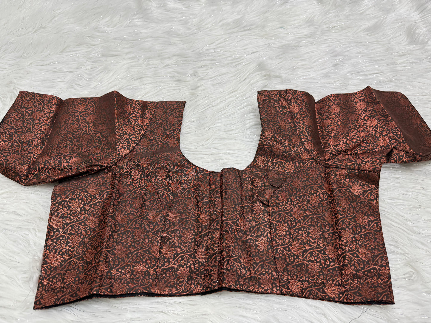 Dark green Brocade,  Ready to wear princess cut saree blouse
