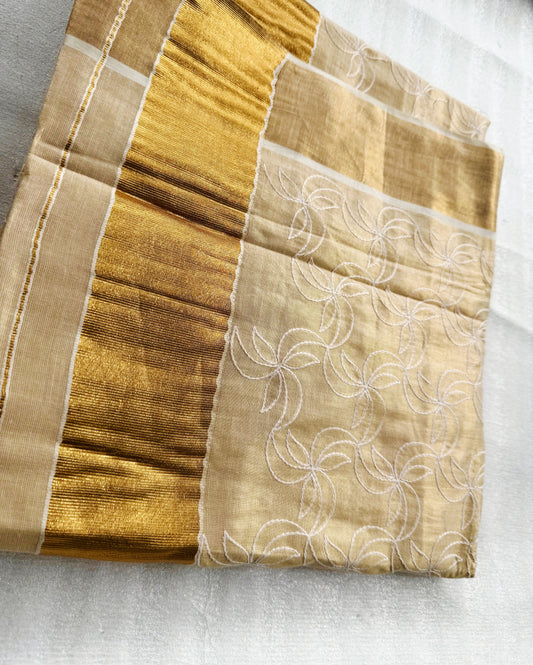 Ready to wear Embroidered Onam Saree and blouse