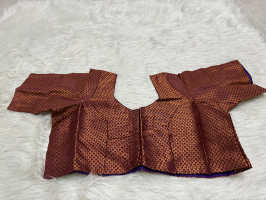 Purple gold Ready to wear princess cut saree blouse