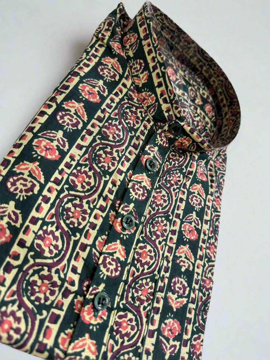 Stylish Green and Purple Patterned Kurta and Dhoti Combo