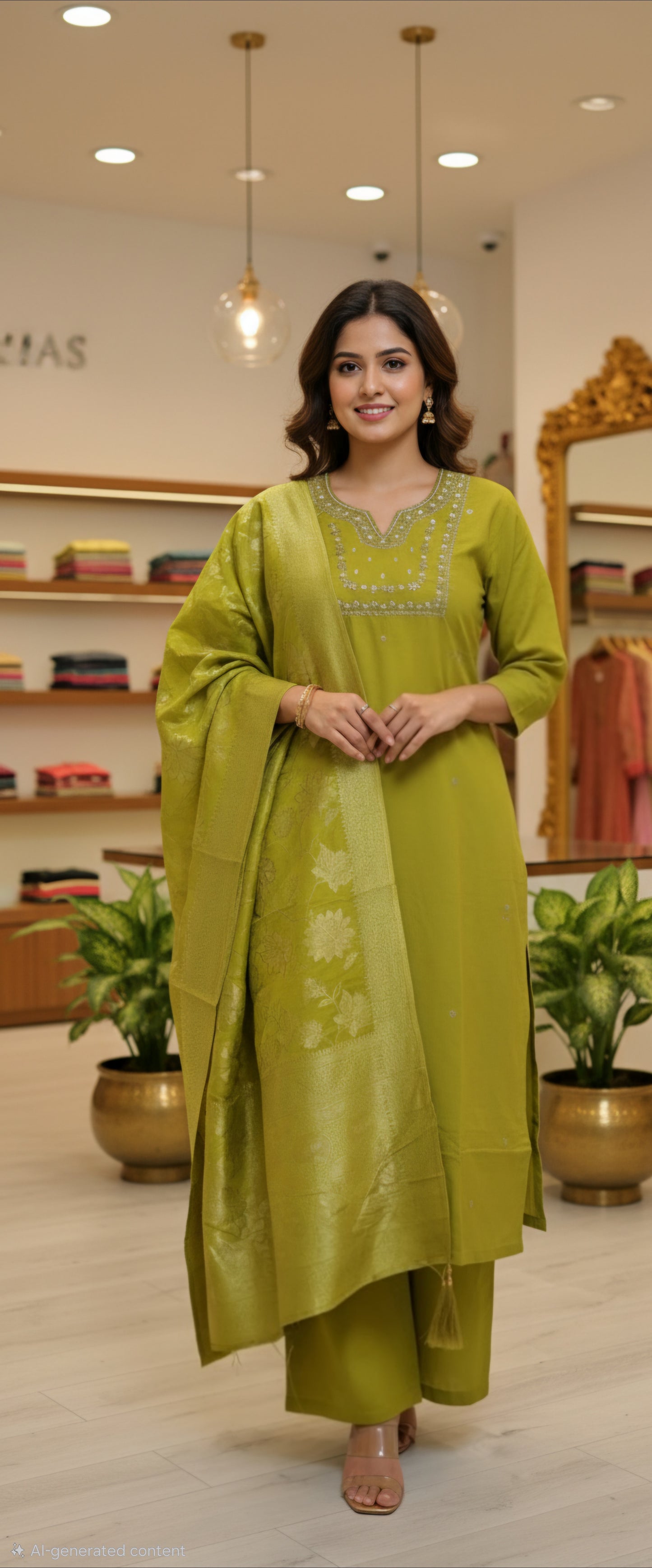 Silk three piece suit with  banarasi  dupatta