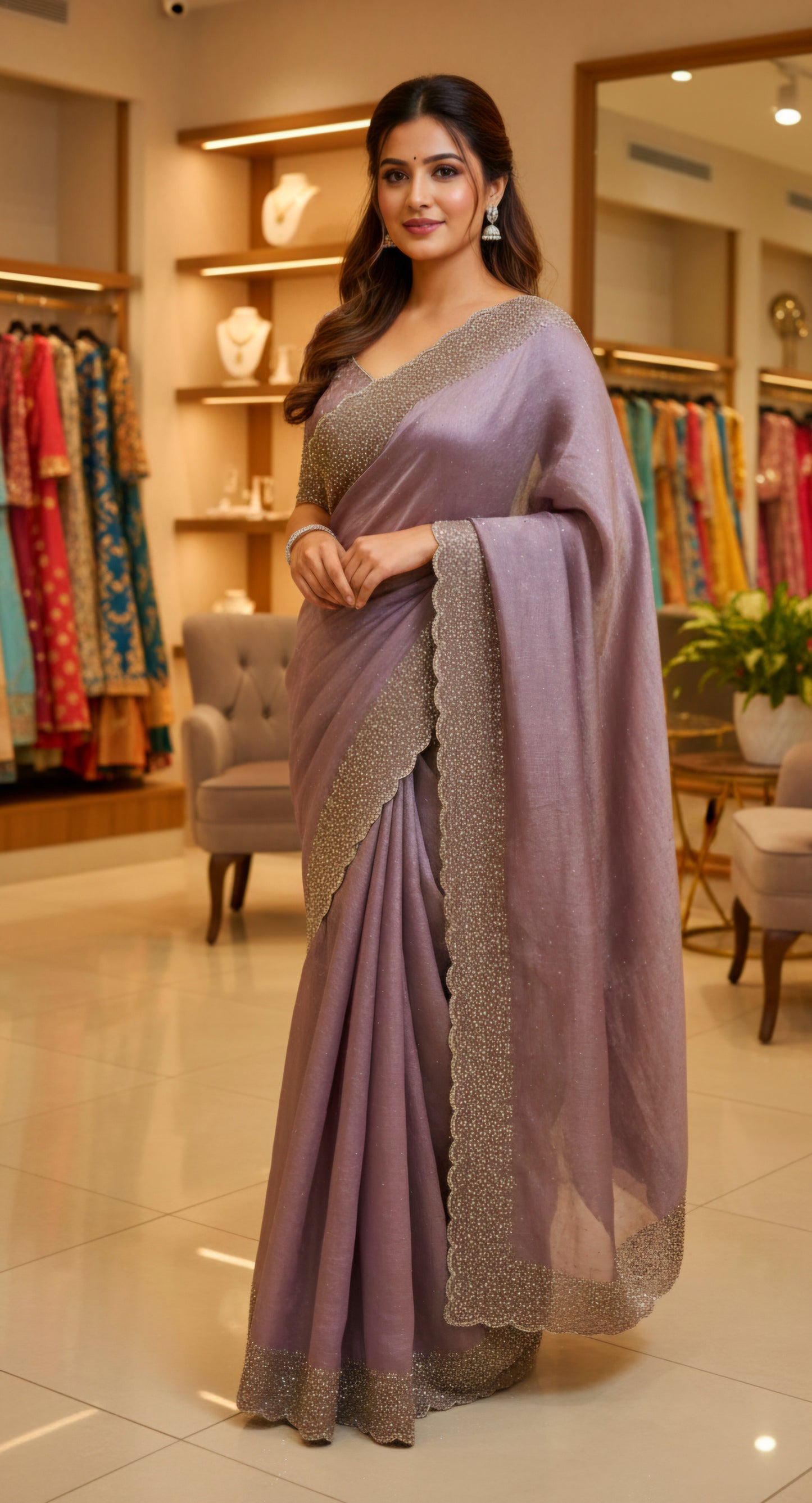 Beautiful Space silk  party wear saree