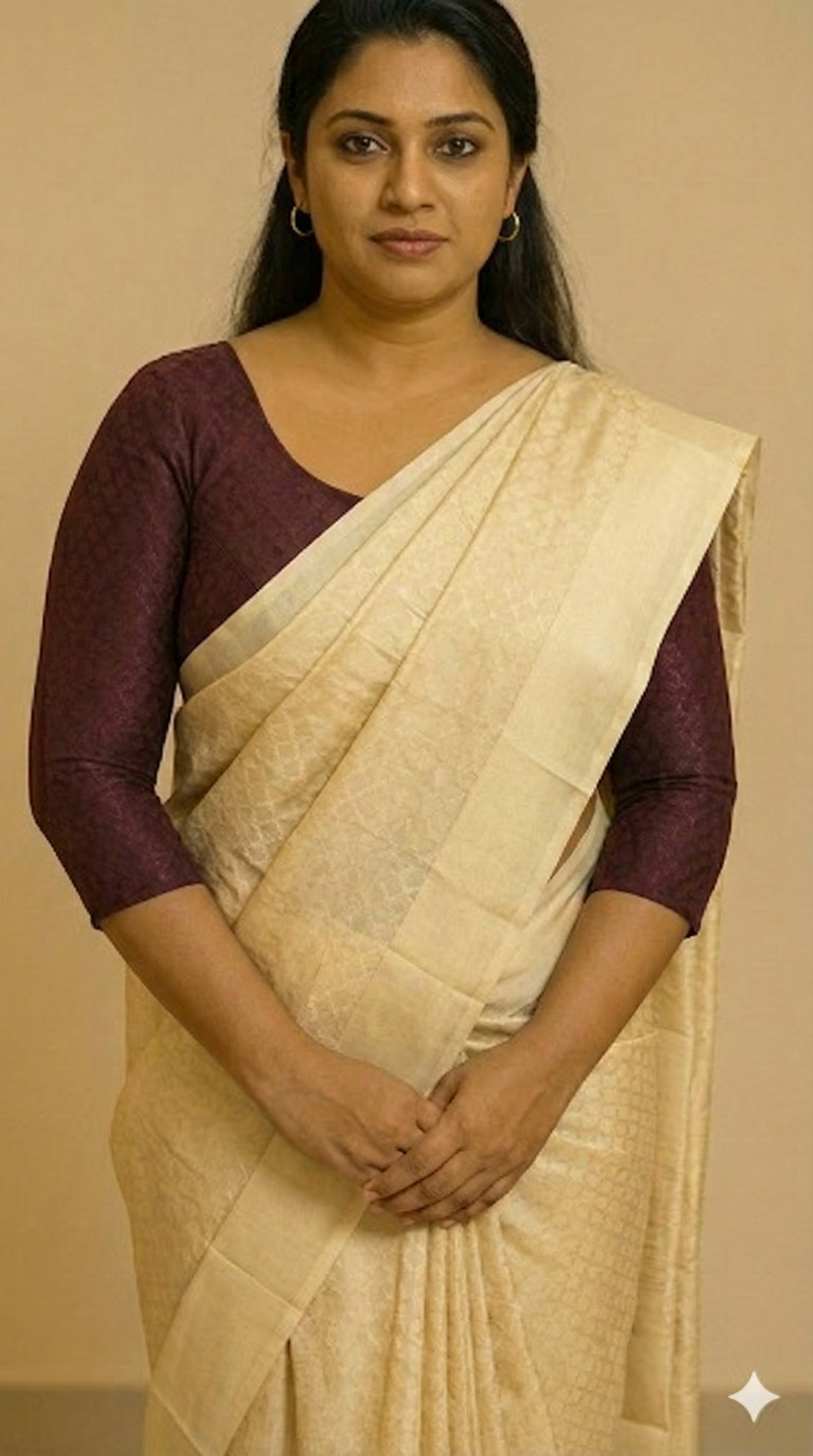 Stretchable princess cut saree blouse (wine) with three forth sleeve