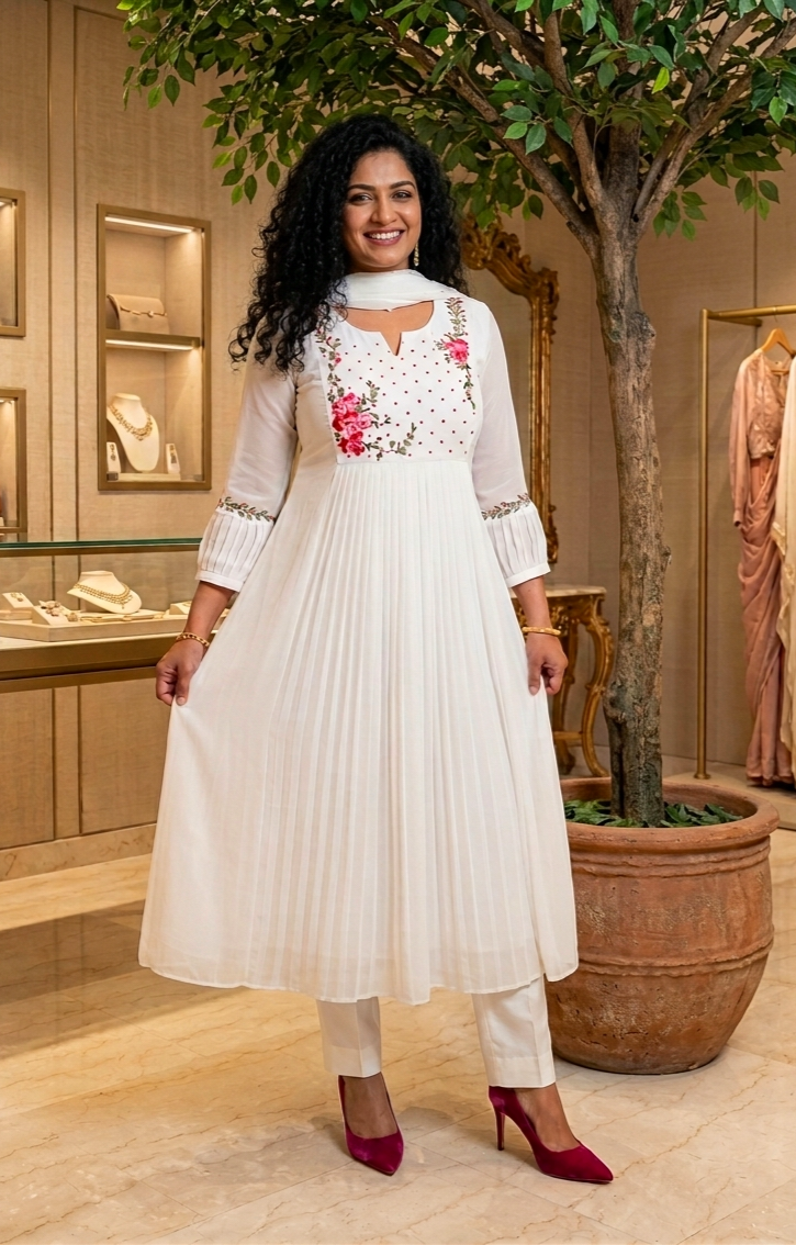 Stunning faux georgette party wear three piece kurti set 💕