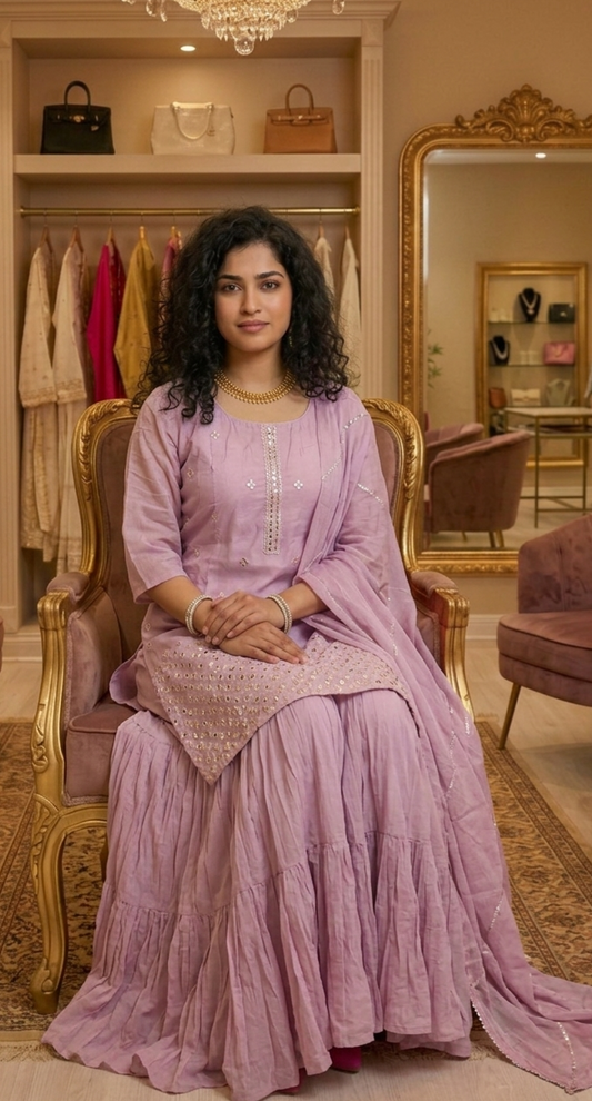 Beautiful silk suit with Georgette sharara bottom 💕