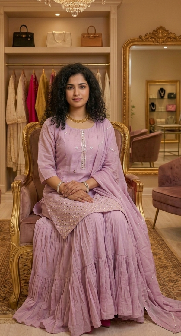 Beautiful silk suit with Georgette sharara bottom 💕