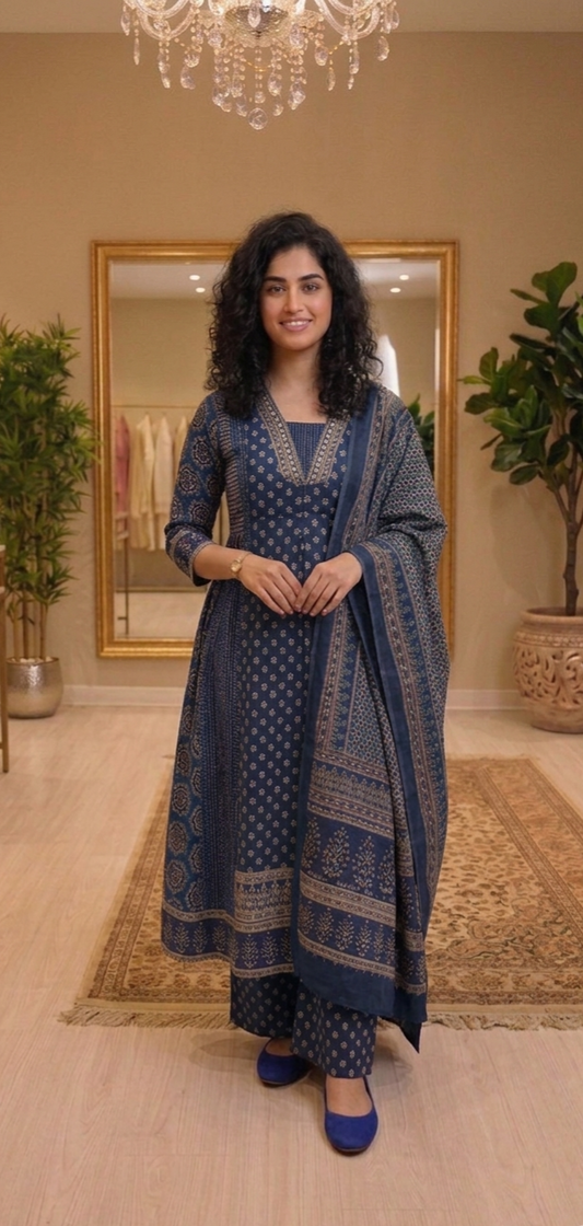 Printed cotton Aline three piece suit 💕