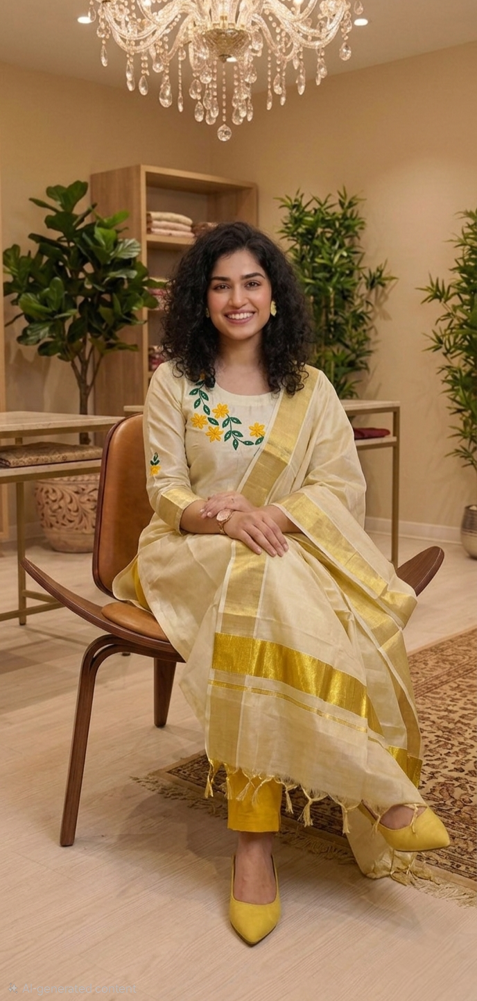 Onam special tissue three piece suit 💕