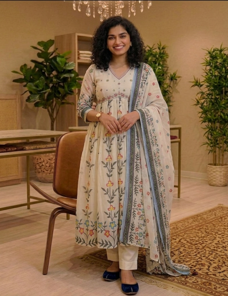 Mul cotton Aline three piece suit 💕
