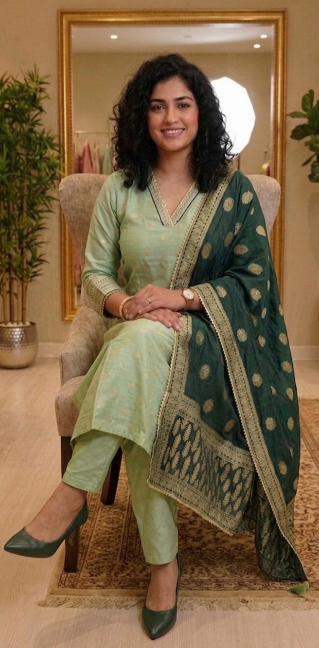 Beautiful Semi Silk there piece suit with banarasi dupatta