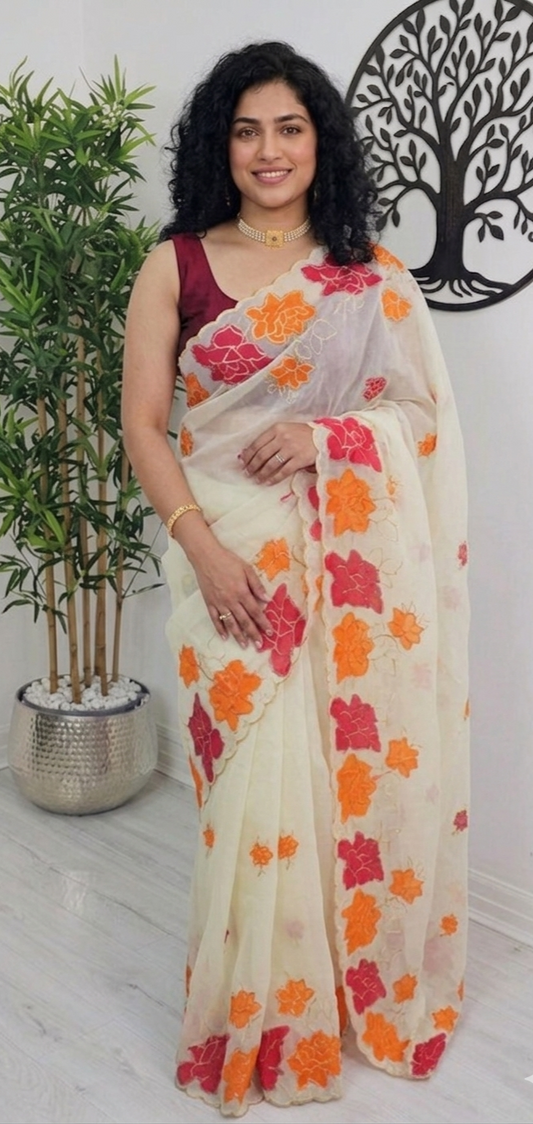Crushed georgette  saree