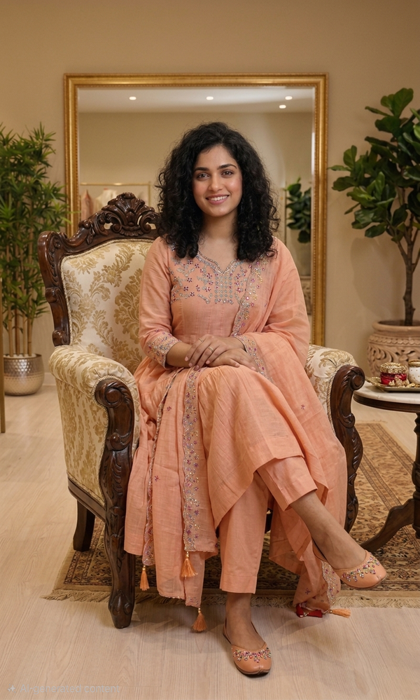 Mul chanderi panalcut anarkali three piece suit 💕