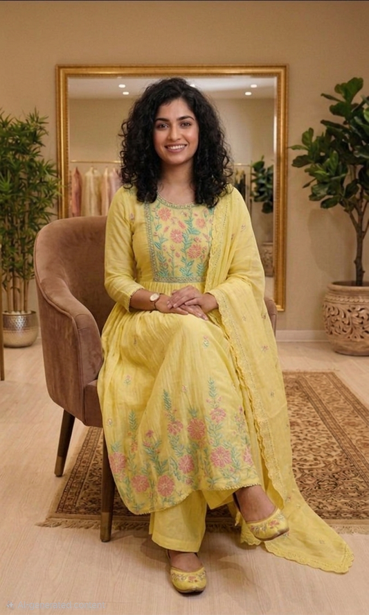 Premium Mulchantheri Aline three piece suit 💕