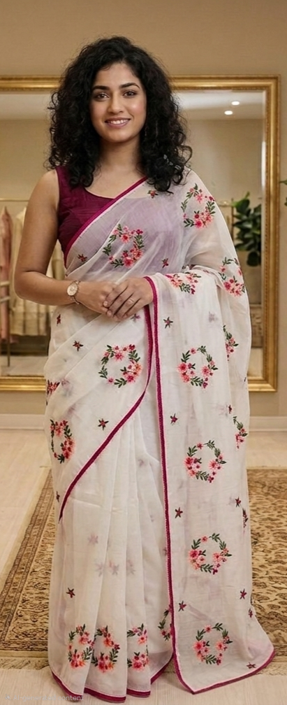 Fully embroidered beautiful crushed velvettee georgette Saree
