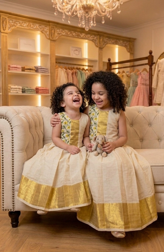 Girls Beautiful Onam skirt and top *