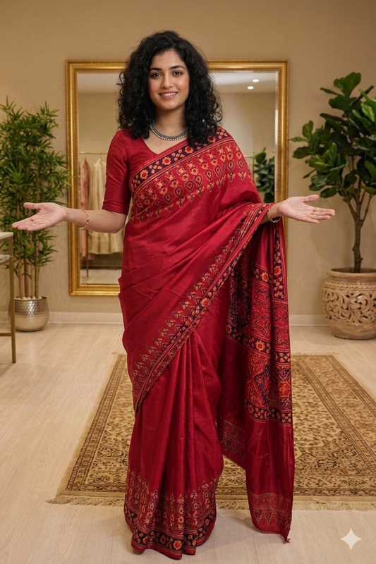 Pure modal hand block saree