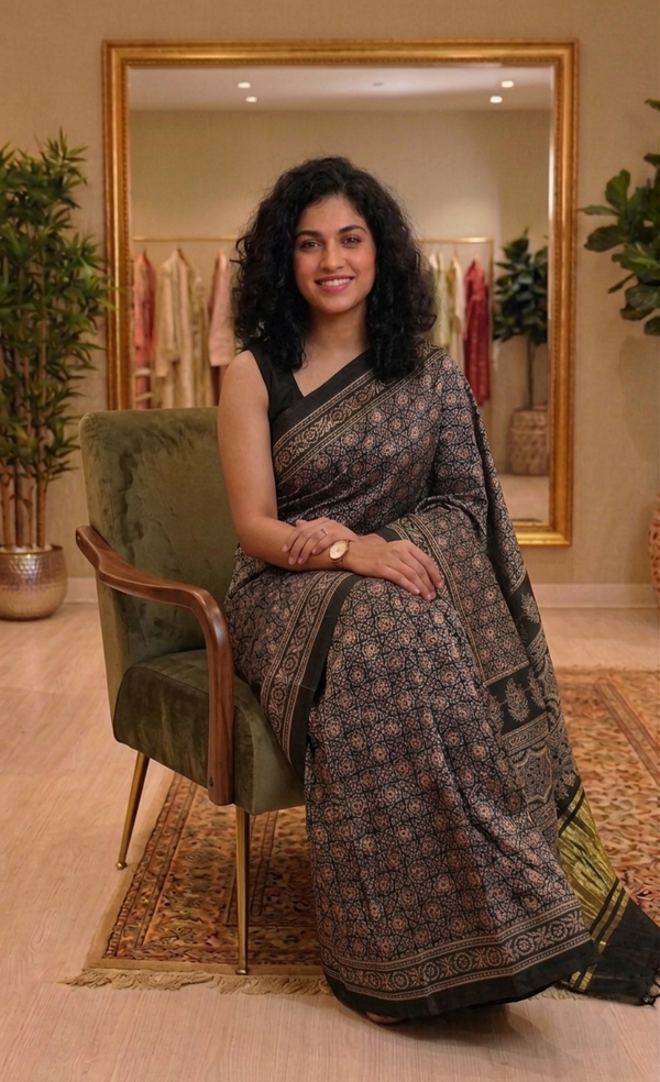 Pure modal silk hand block saree