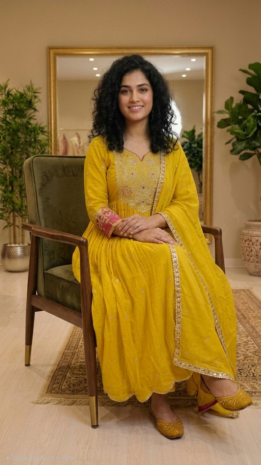 Semi silk Aline three piece suit 💕