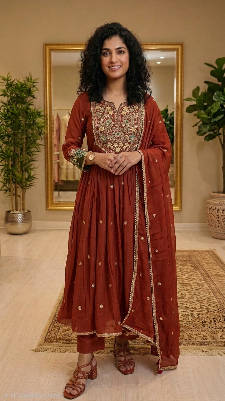 Semi silk Aline three piece suit 💕