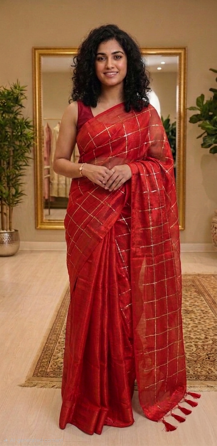 Soft tissue silk , sequenced double shaded saree 💕