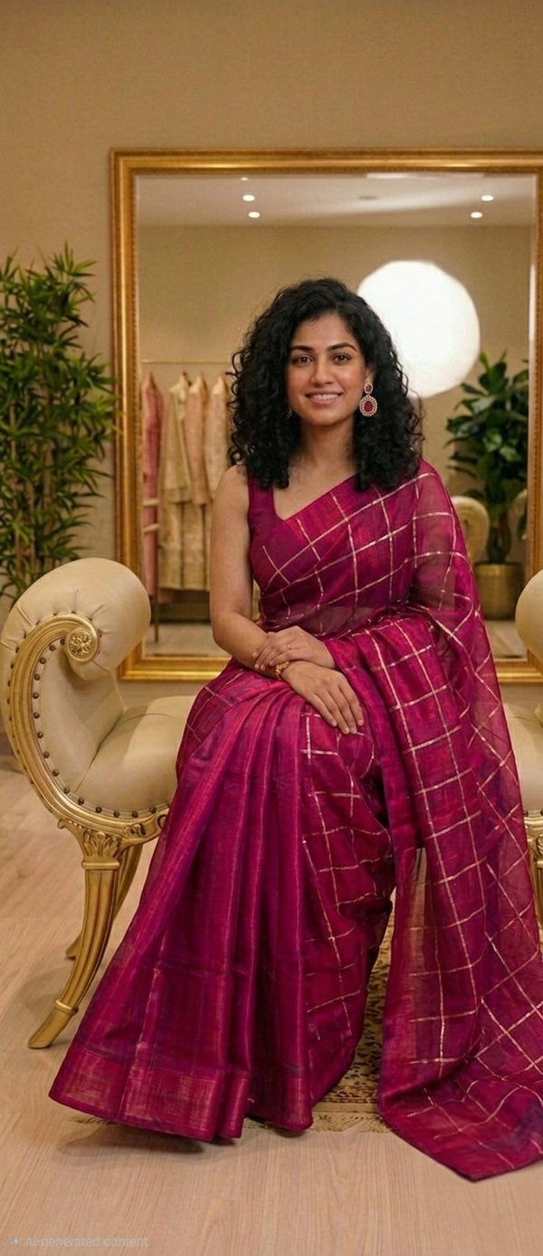 Soft tissue silk , sequenced double shaded saree 💕