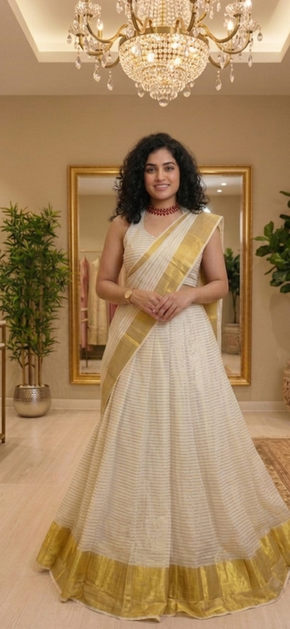 Beautiful Dhavani for Onam or any occasion