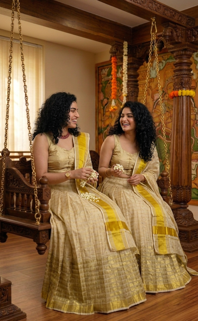 Soft tissue silk dhavani for Onam or any occasion