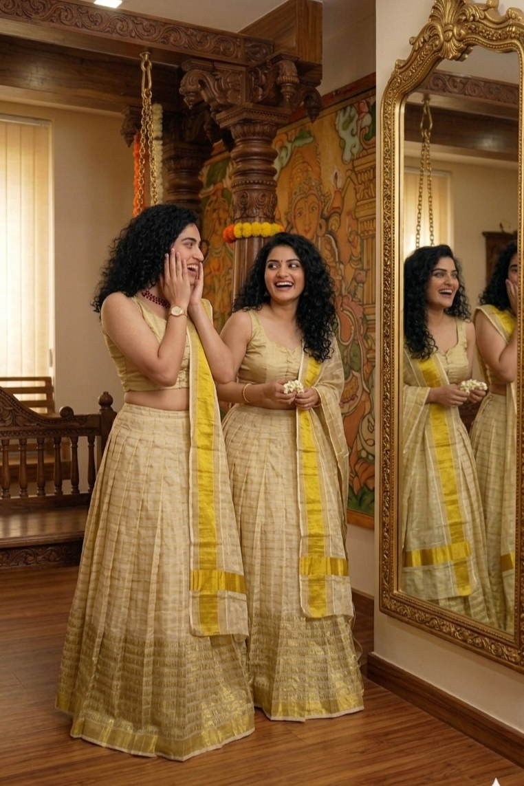 Soft tissue silk dhavani for Onam or any occasion