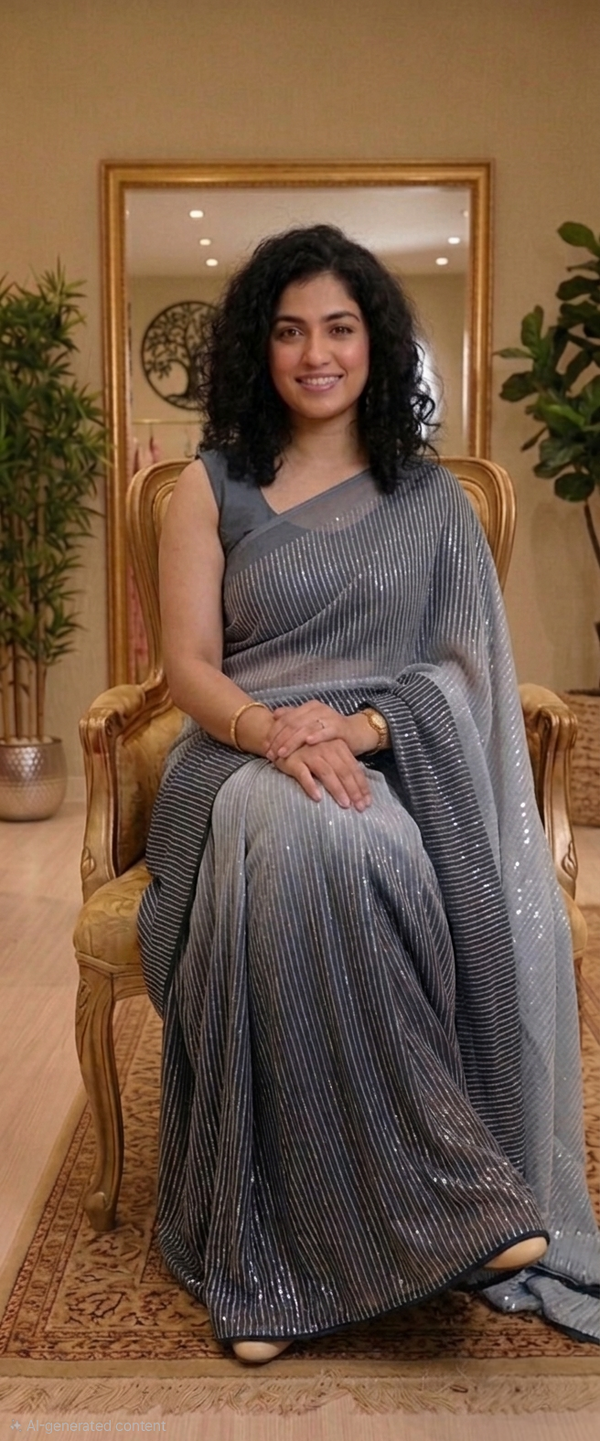 Beautiful Fully sequenced Georgette saree 💕
