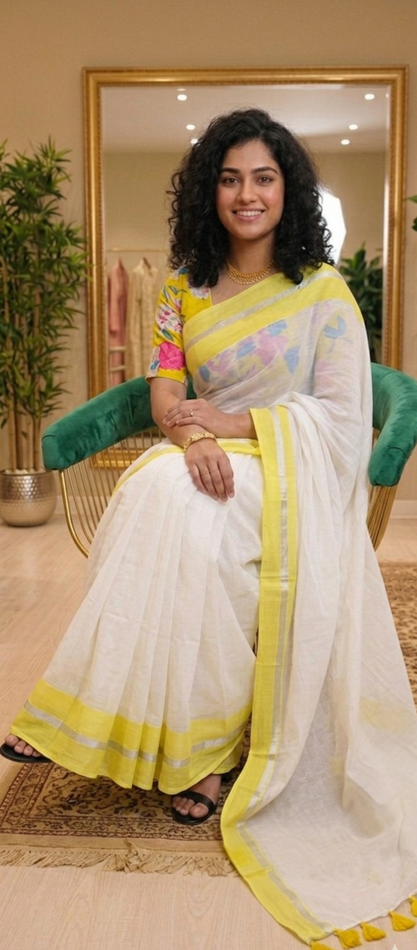 Mulcotton saree with readymade blouse