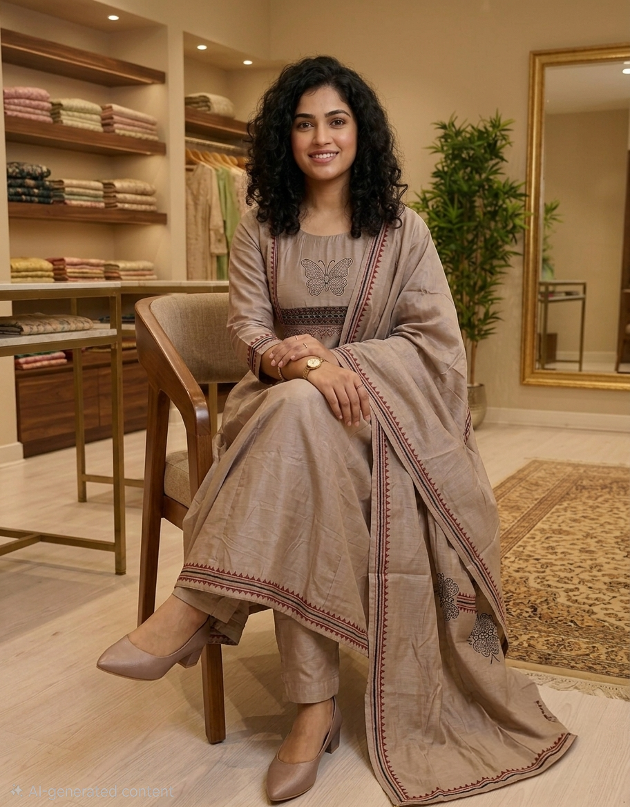 Roman semi silk anarkali suit (crinkle fabric)