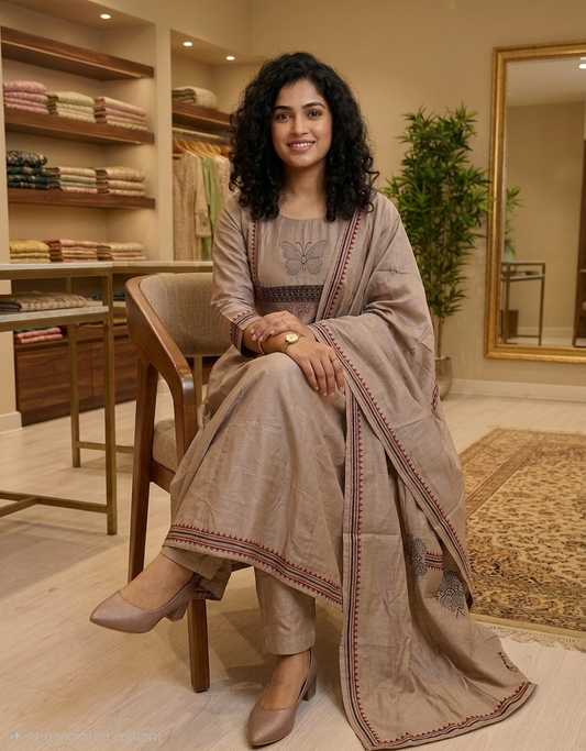 Roman semi silk anarkali suit (crinkle fabric)