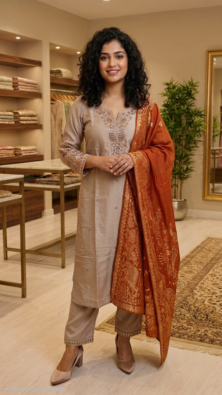 Semi silk suit with banarasi dupatta
