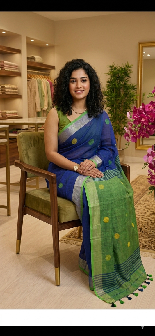 Beautiful khadi cotton saree with blouse piece 💕