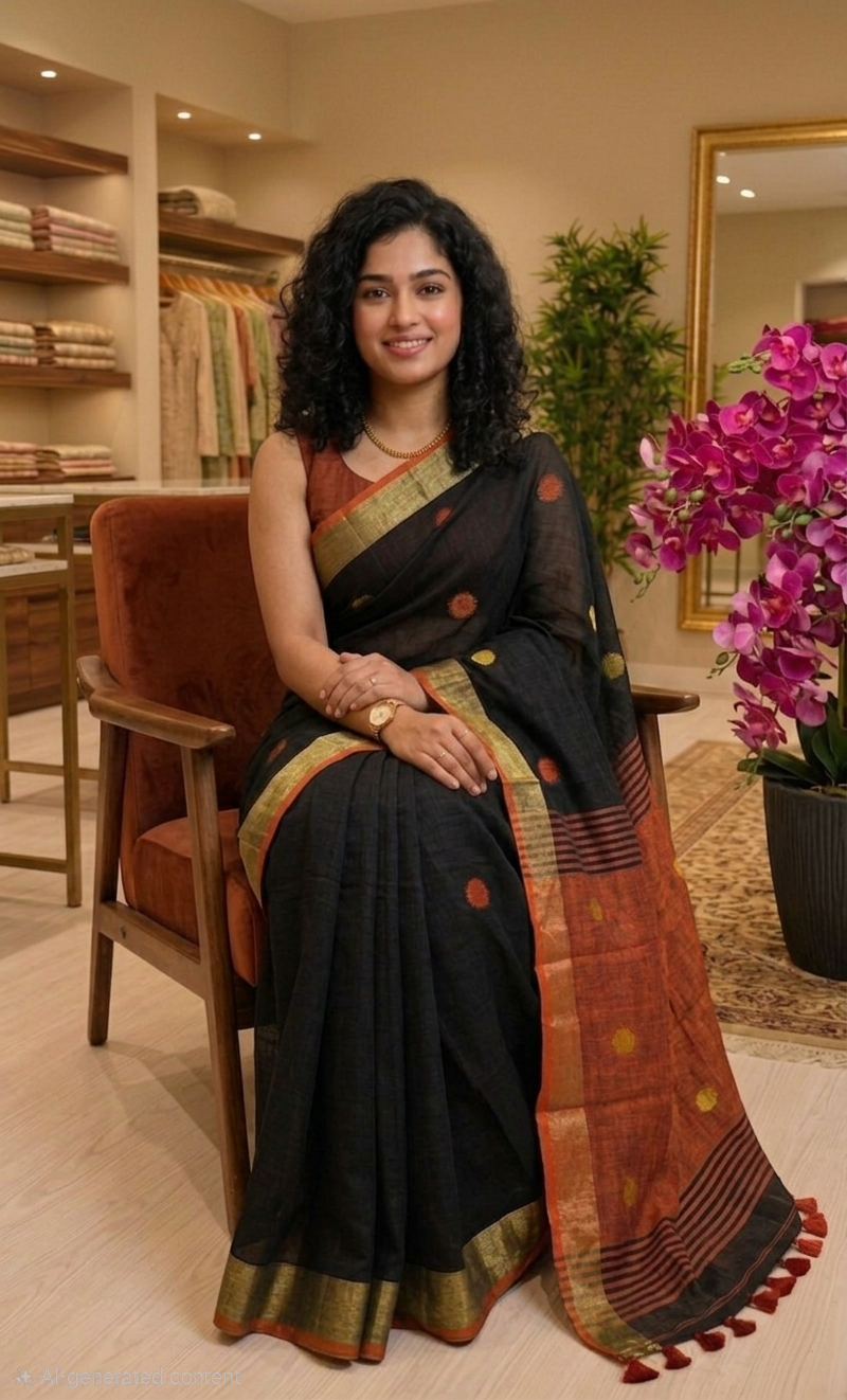 Beautiful khadi cotton saree with blouse piece 💕
