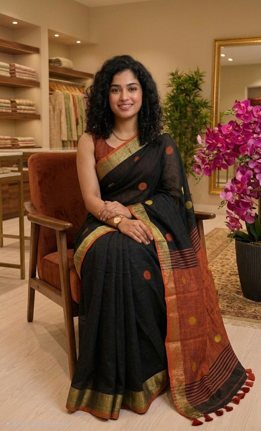 Beautiful khadi cotton saree with blouse piece 💕