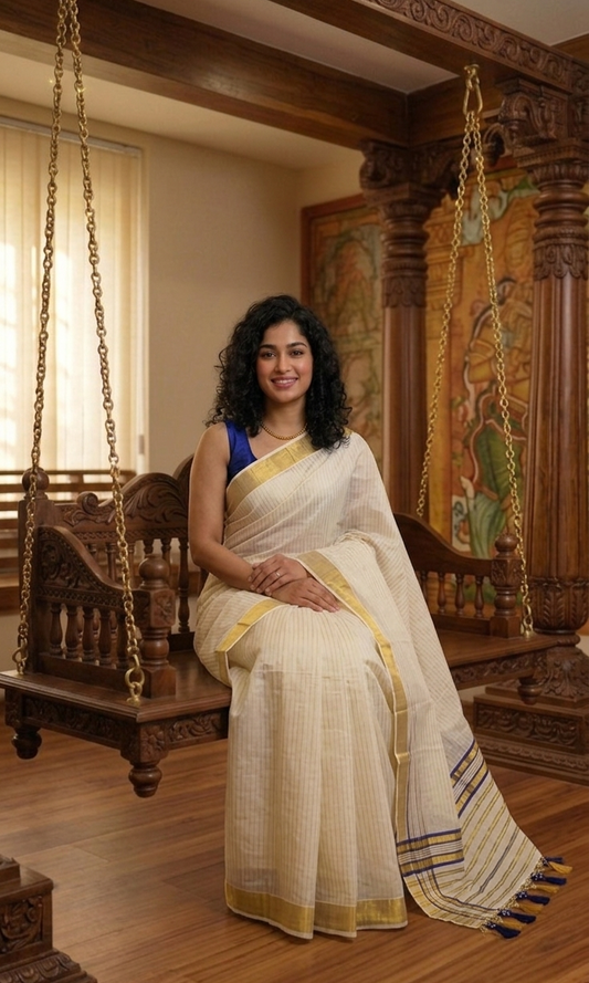 Beautiful premium Onam set saree