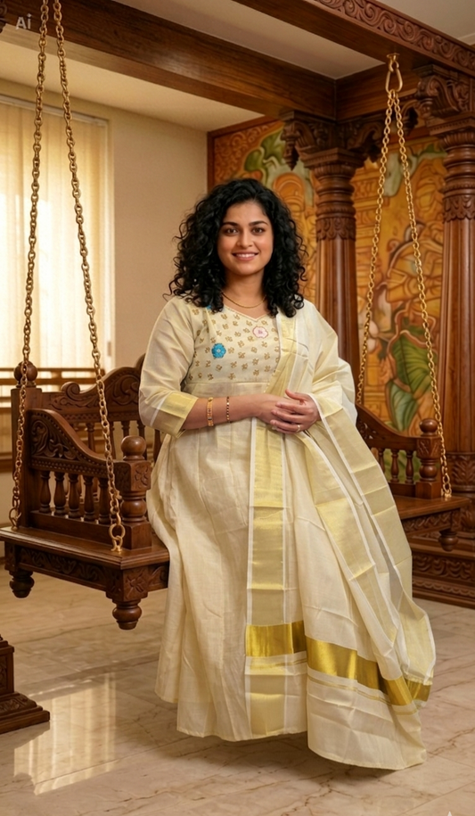 Beautiful hand worked Anarkali  three piece suit