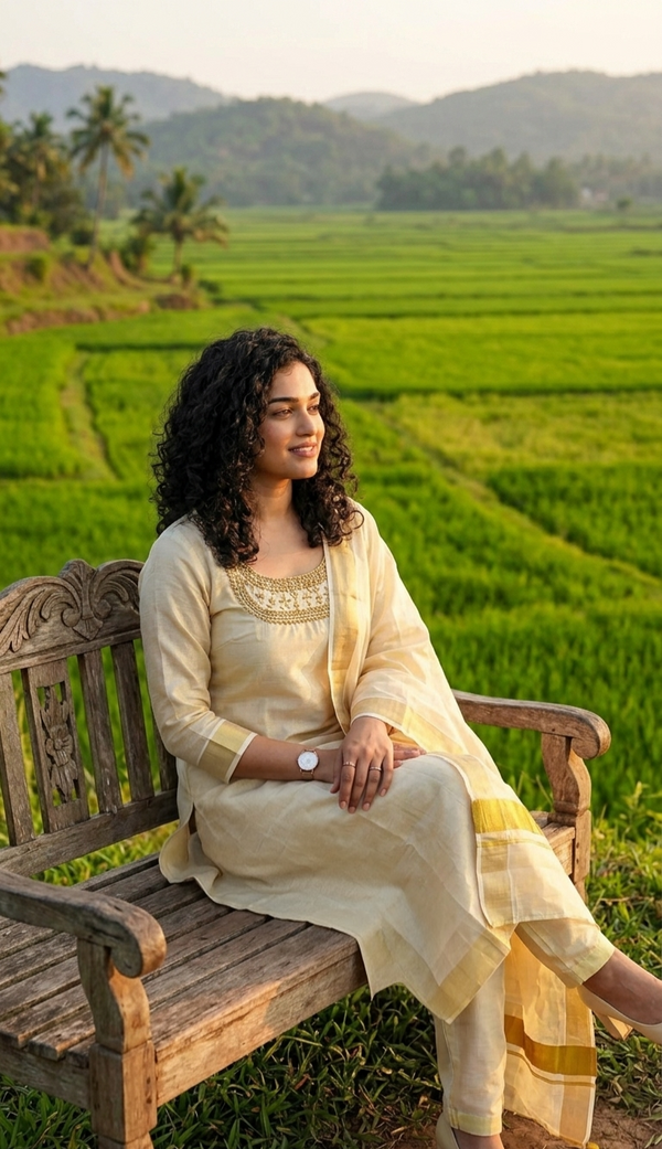 Beautiful handworked tissue three piece suit