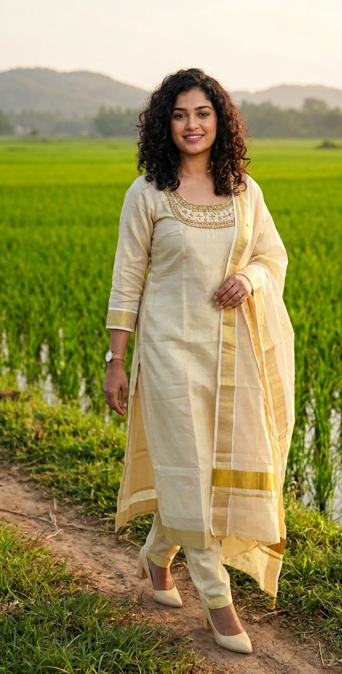 Beautiful handworked tissue three piece suit