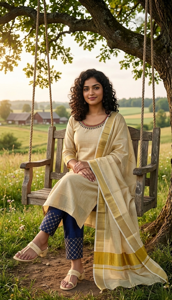 Beautiful Onam tissue Salwarsuit