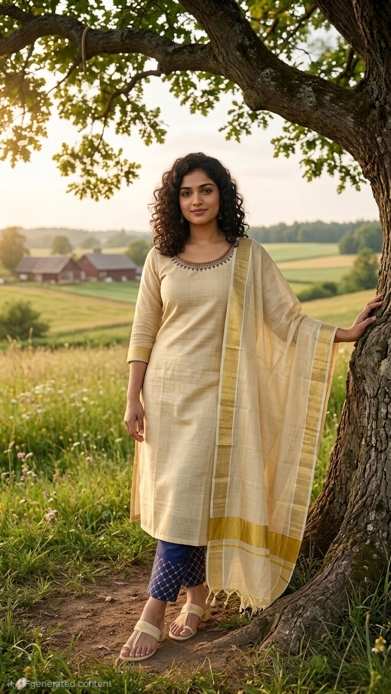 Beautiful Onam tissue Salwarsuit